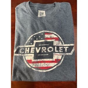 Medium Adult Chevrolet Logo T-Shirt GM Brand Shirt Red White & Blue Design Front